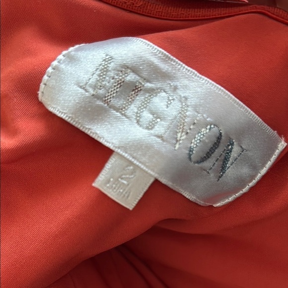 Mignon Red Prom Dress Orange color size 2 with stones and a scarf cape - Picture 15 of 15